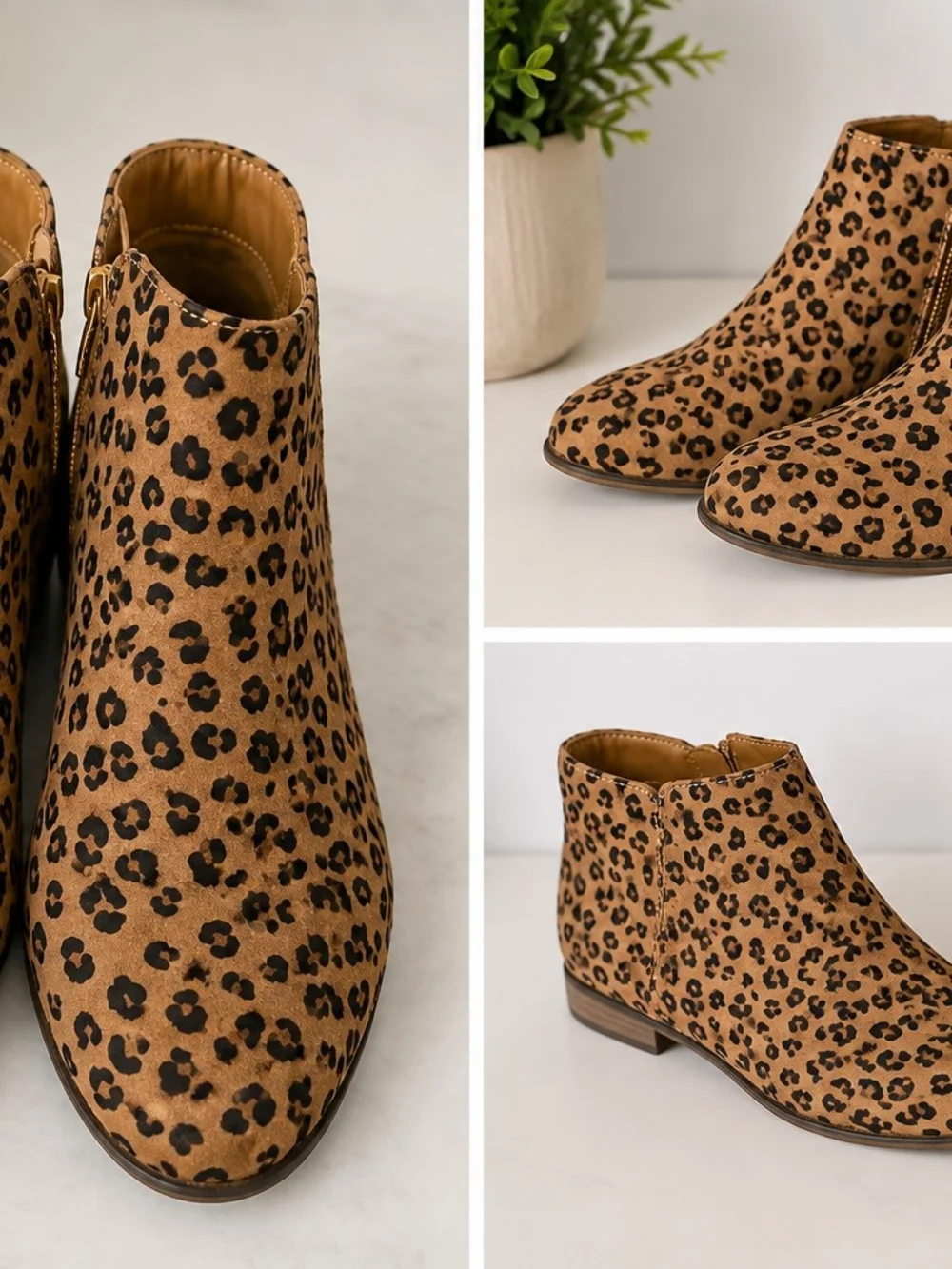 Cat & Jack Leopard Print Ankle Boots - Tan/Black